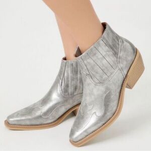 Forever 21 silver cowboy ankle boots